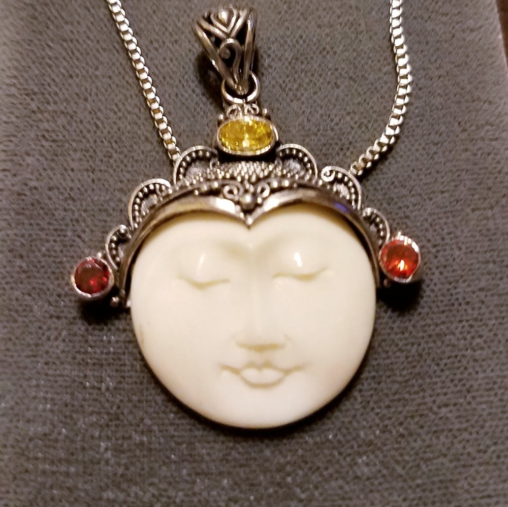 Hand carved moon face real stones